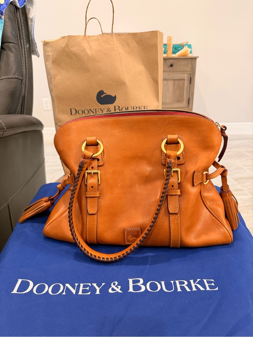 Dooney & Bourke Florentine Domed Satchel Natural